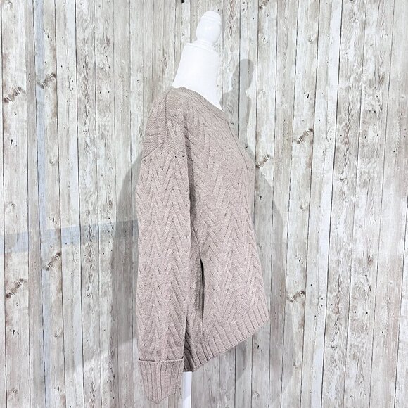 Women's New York & Company Sweater | Tan | Crew Neck | Medium | Pockets - Picture 3 of 13